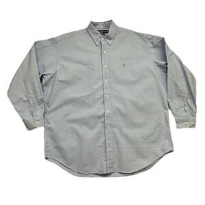 Polo Ralph Lauren Mens XL Cotton Blake Button Up Blue Plaid Dress Shirt